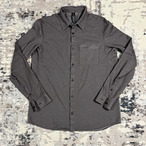 Other - Mens Lululemon Commission Long Sleeve Button Up Shirt Large Gray Stretch